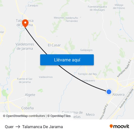 Quer to Talamanca De Jarama map