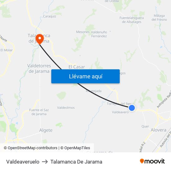 Valdeaveruelo to Talamanca De Jarama map