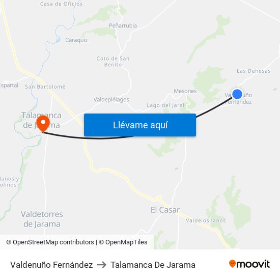 Valdenuño Fernández to Talamanca De Jarama map