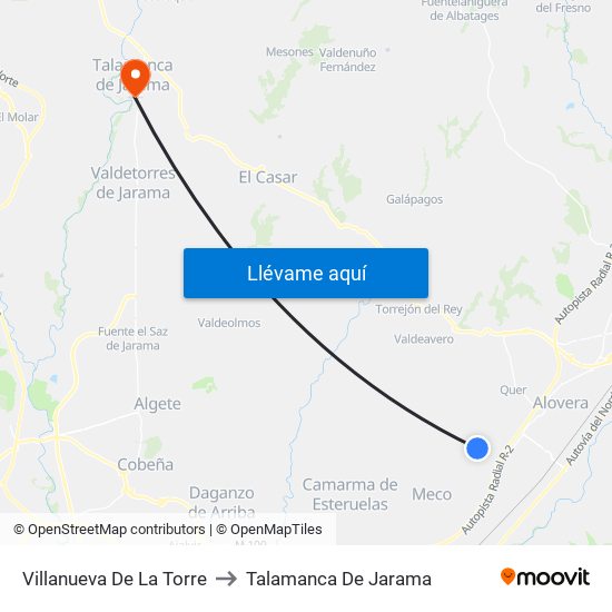 Villanueva De La Torre to Talamanca De Jarama map