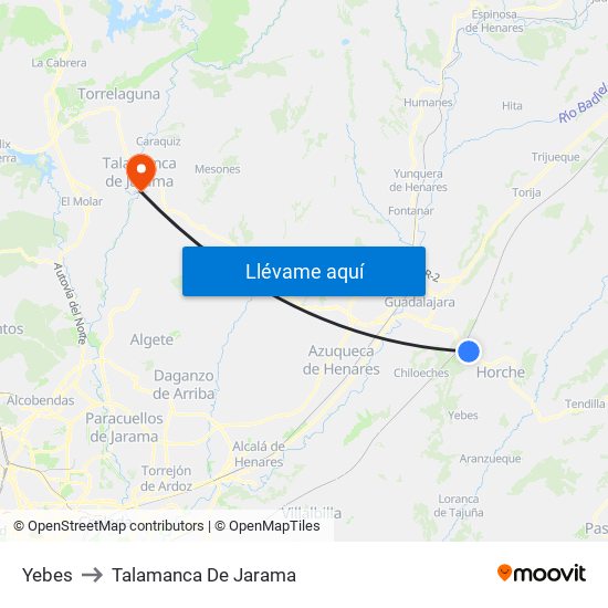 Yebes to Talamanca De Jarama map