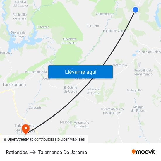 Retiendas to Talamanca De Jarama map