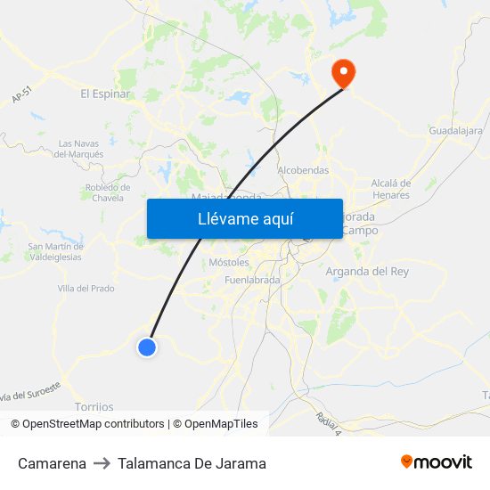 Camarena to Talamanca De Jarama map