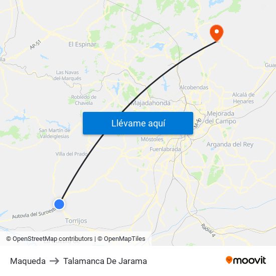 Maqueda to Talamanca De Jarama map