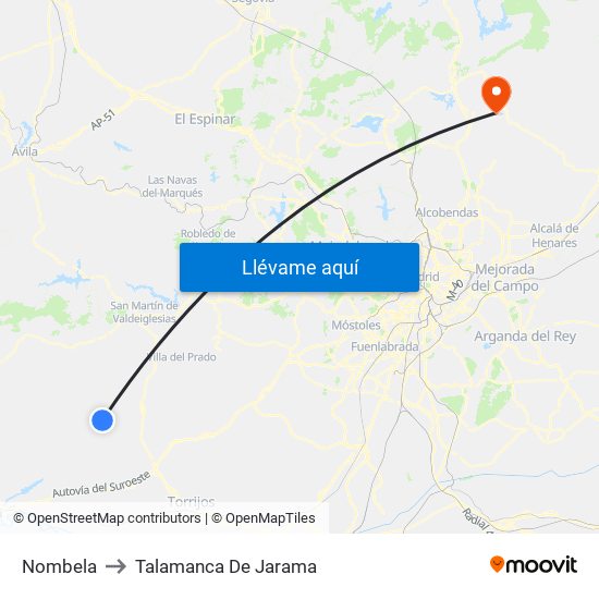 Nombela to Talamanca De Jarama map