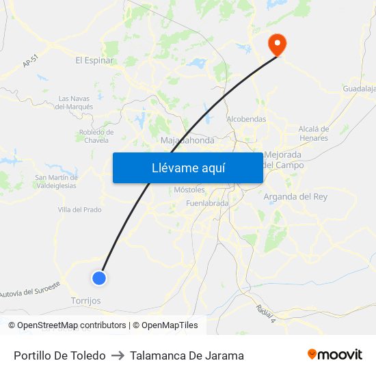 Portillo De Toledo to Talamanca De Jarama map