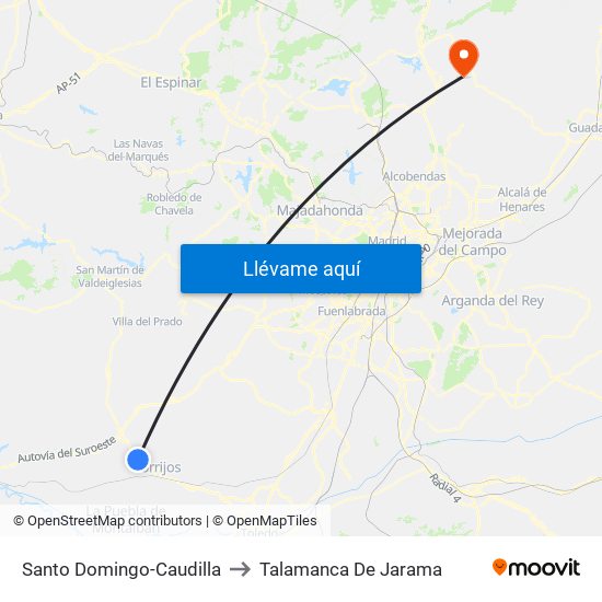 Santo Domingo-Caudilla to Talamanca De Jarama map