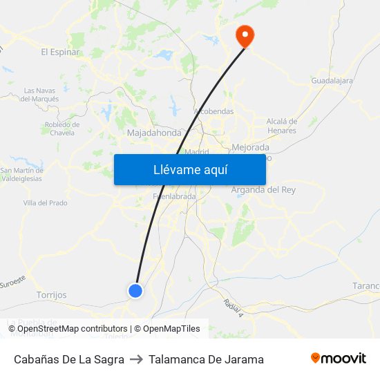 Cabañas De La Sagra to Talamanca De Jarama map