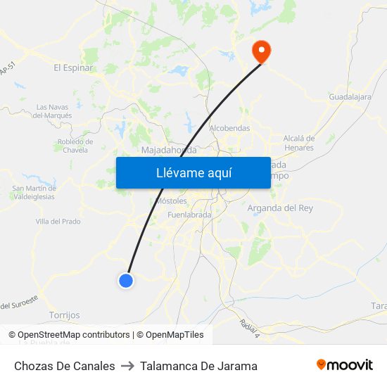 Chozas De Canales to Talamanca De Jarama map