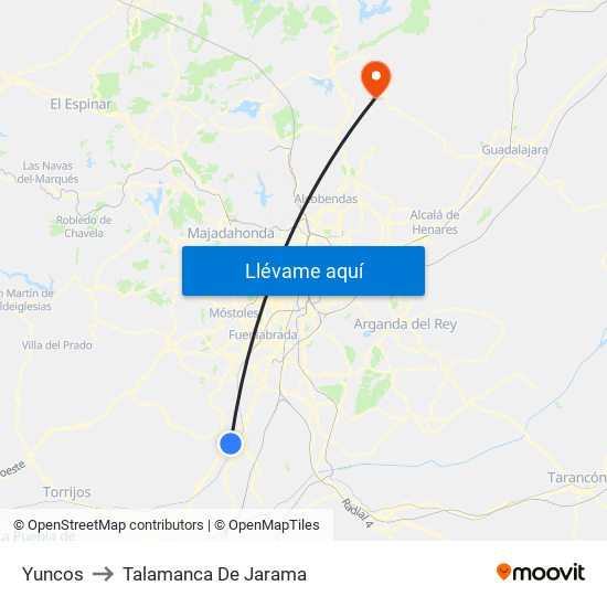 Yuncos to Talamanca De Jarama map