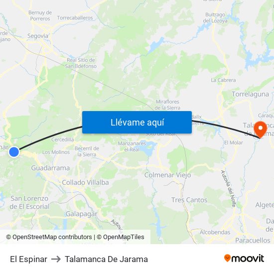 El Espinar to Talamanca De Jarama map