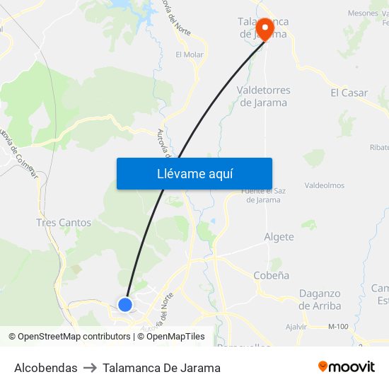 Alcobendas to Talamanca De Jarama map