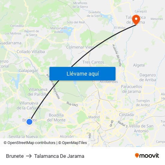 Brunete to Talamanca De Jarama map