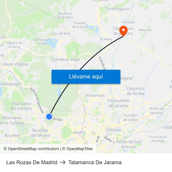 Las Rozas De Madrid to Talamanca De Jarama map