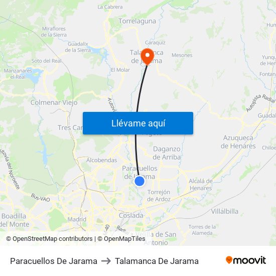 Paracuellos De Jarama to Talamanca De Jarama map