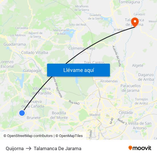 Quijorna to Talamanca De Jarama map