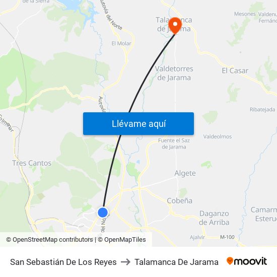 San Sebastián De Los Reyes to Talamanca De Jarama map