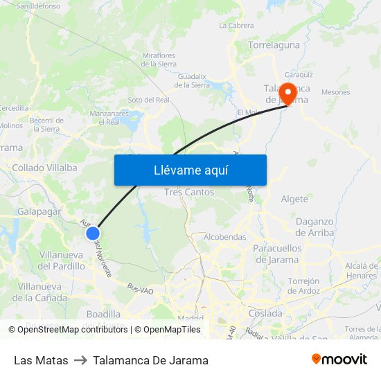 Las Matas to Talamanca De Jarama map