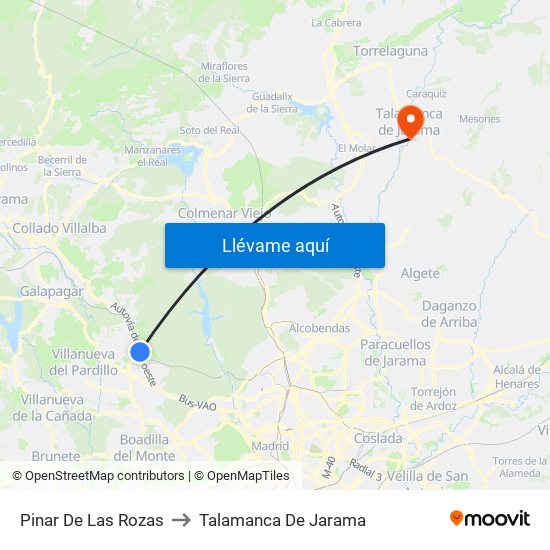 Pinar De Las Rozas to Talamanca De Jarama map
