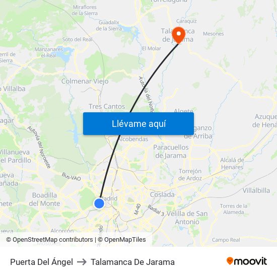 Puerta Del Ángel to Talamanca De Jarama map
