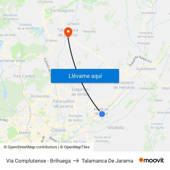 Vía Complutense - Brihuega to Talamanca De Jarama map