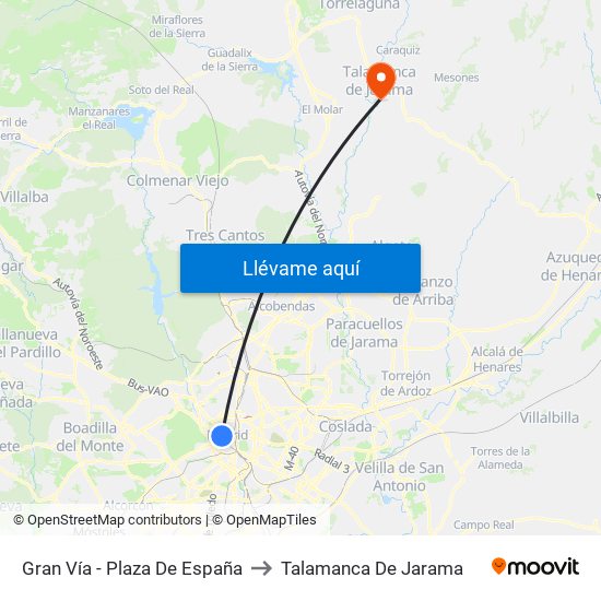 Gran Vía - Plaza De España to Talamanca De Jarama map
