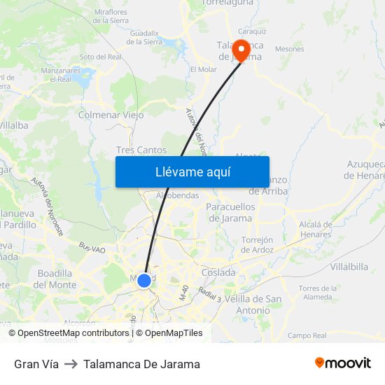 Gran Vía to Talamanca De Jarama map