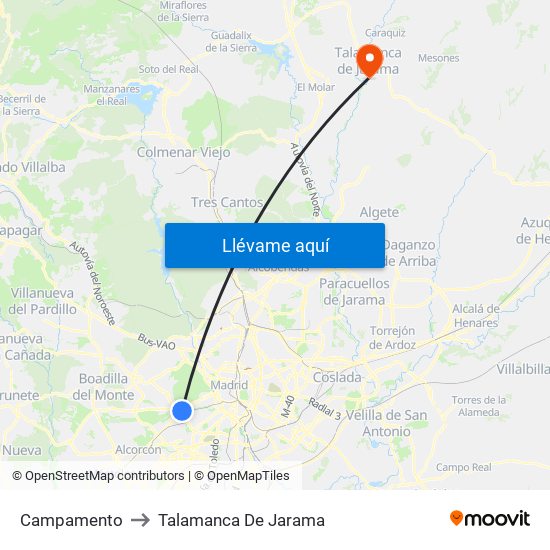 Campamento to Talamanca De Jarama map