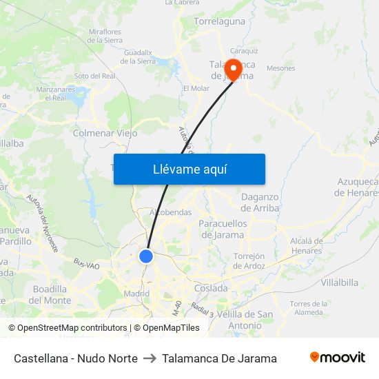 Castellana - Nudo Norte to Talamanca De Jarama map