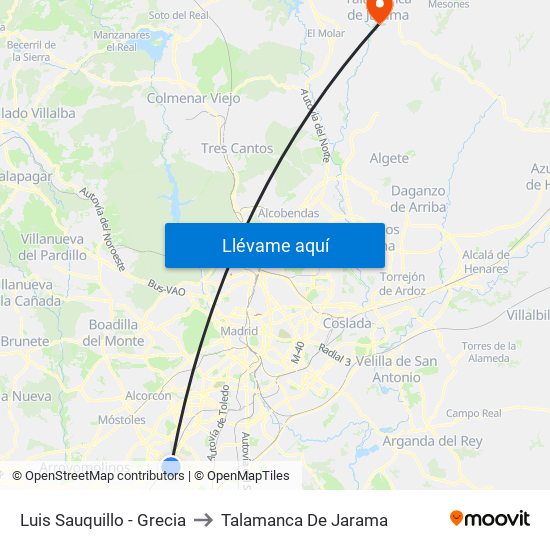 Luis Sauquillo - Grecia to Talamanca De Jarama map