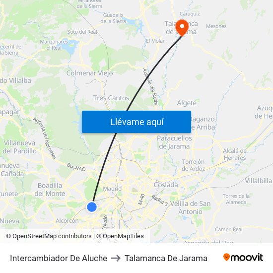 Intercambiador De Aluche to Talamanca De Jarama map