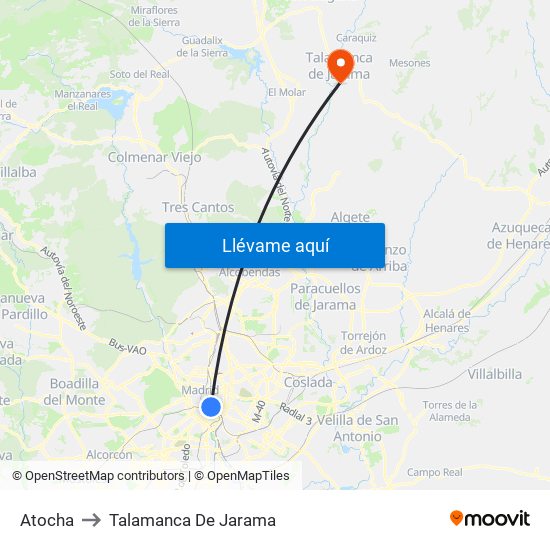 Atocha to Talamanca De Jarama map