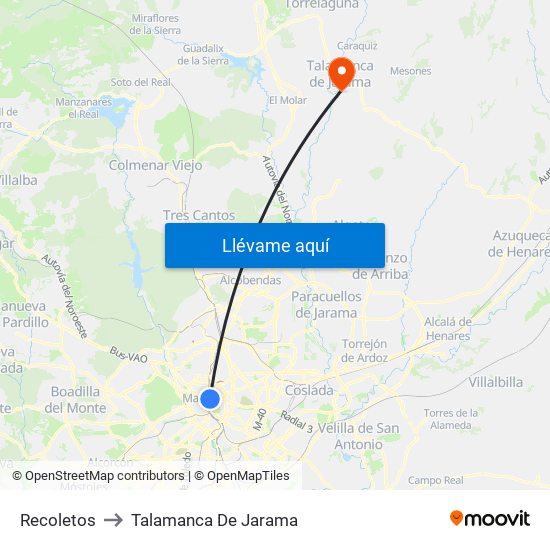 Recoletos to Talamanca De Jarama map