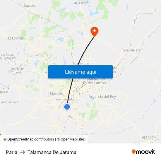 Parla to Talamanca De Jarama map
