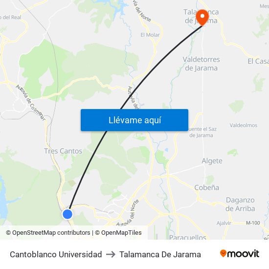 Cantoblanco Universidad to Talamanca De Jarama map