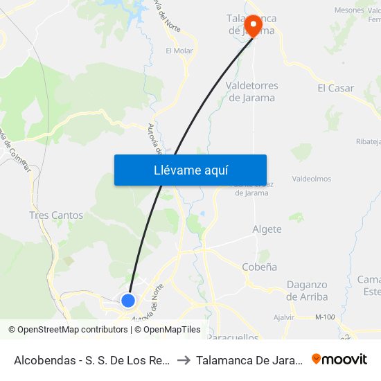 Alcobendas - S. S. De Los Reyes to Talamanca De Jarama map