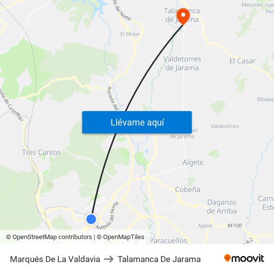Marqués De La Valdavia to Talamanca De Jarama map