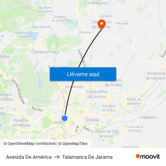 Avenida De América to Talamanca De Jarama map