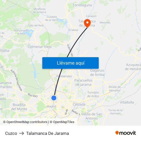 Cuzco to Talamanca De Jarama map