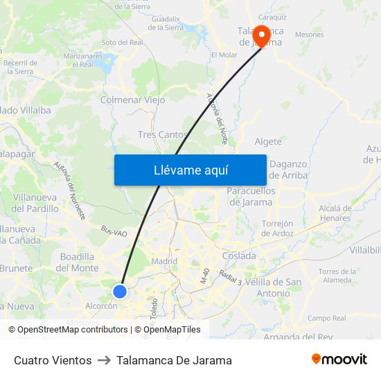Cuatro Vientos to Talamanca De Jarama map
