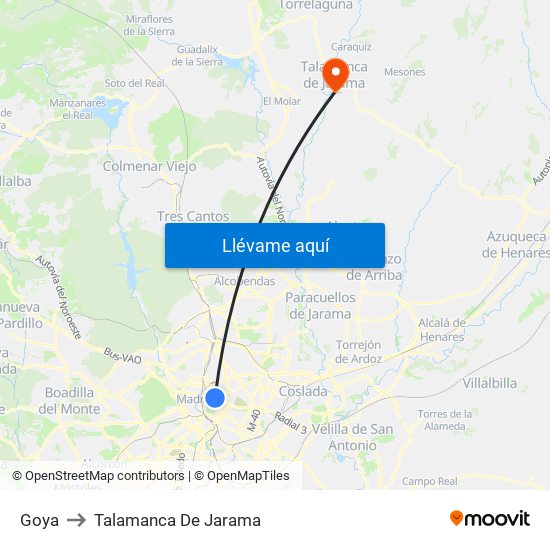 Goya to Talamanca De Jarama map