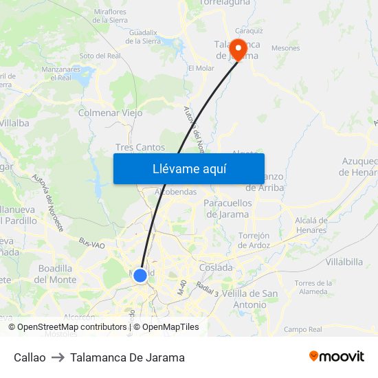 Callao to Talamanca De Jarama map