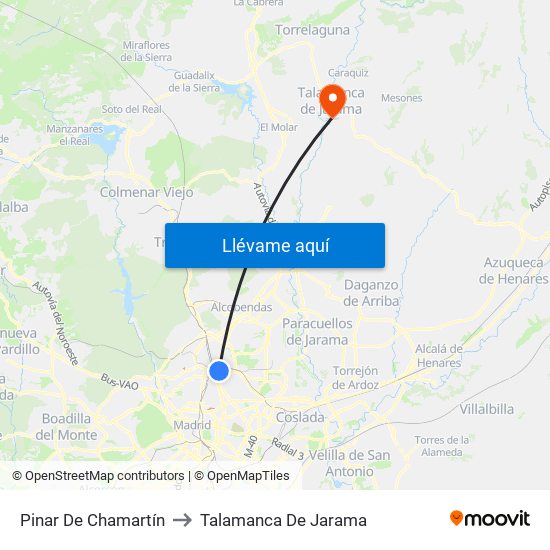 Pinar De Chamartín to Talamanca De Jarama map