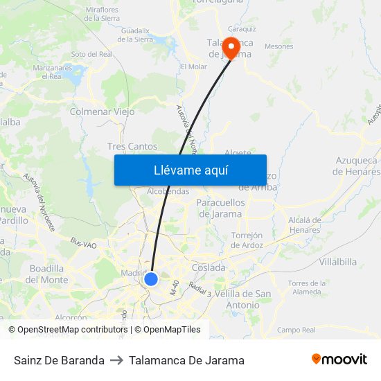 Sainz De Baranda to Talamanca De Jarama map