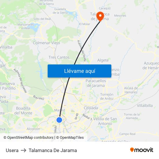 Usera to Talamanca De Jarama map