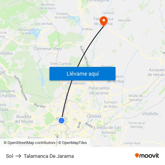 Sol to Talamanca De Jarama map