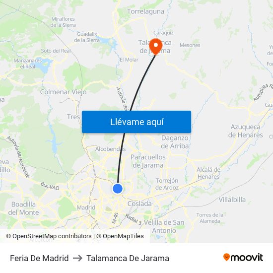 Feria De Madrid to Talamanca De Jarama map