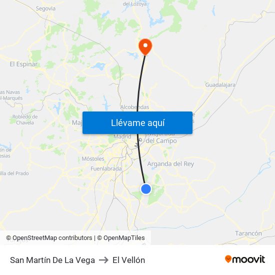 San Martín De La Vega to El Vellón map