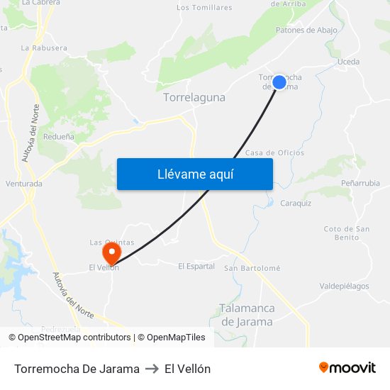 Torremocha De Jarama to El Vellón map