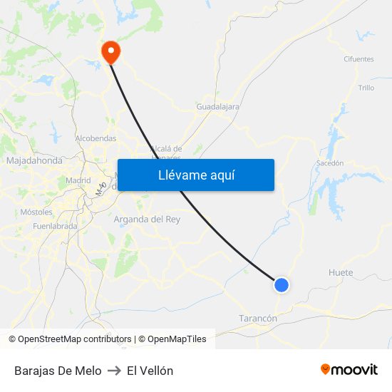 Barajas De Melo to El Vellón map